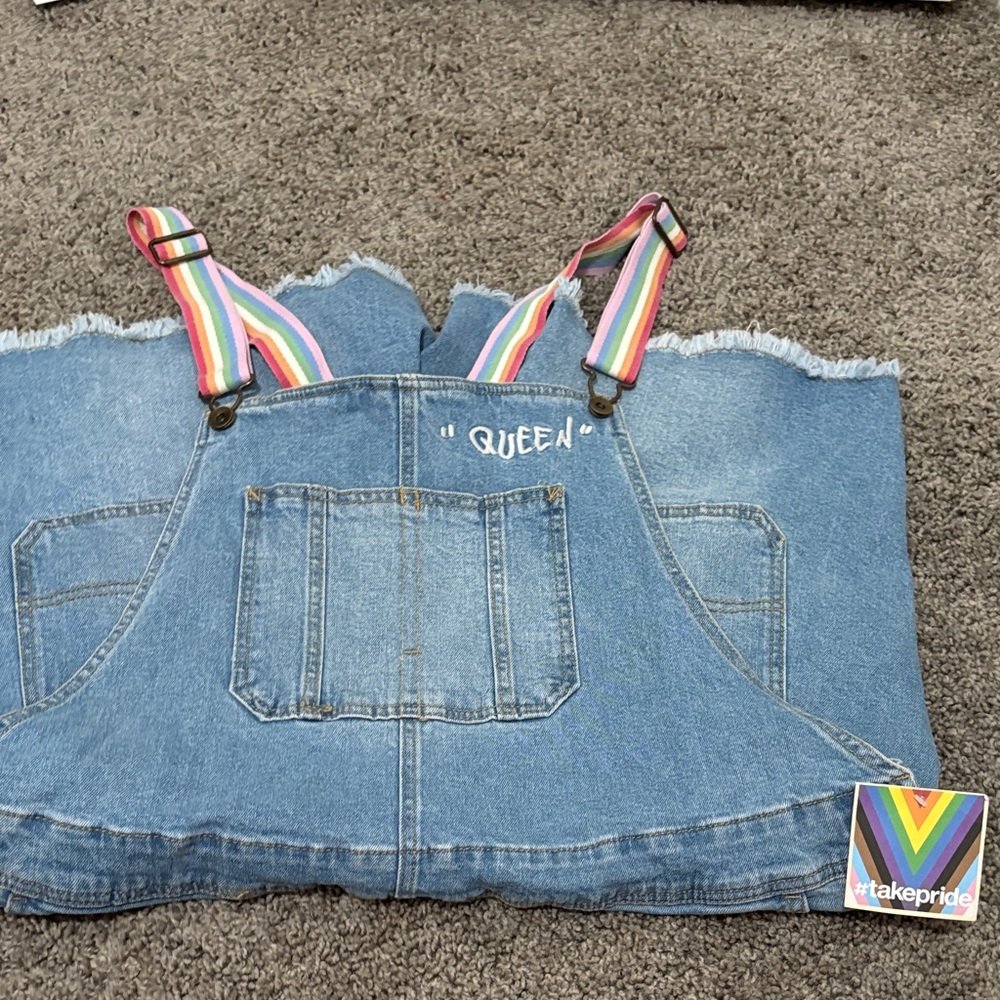 Target Pride Denim Overalls XXL Rainbow Straps NWT